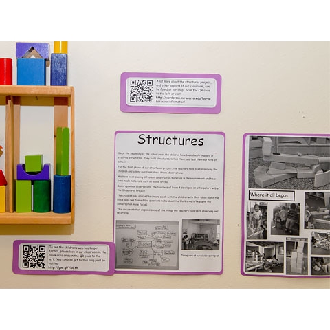 Structures descriptions, samples, resources displayed on wall